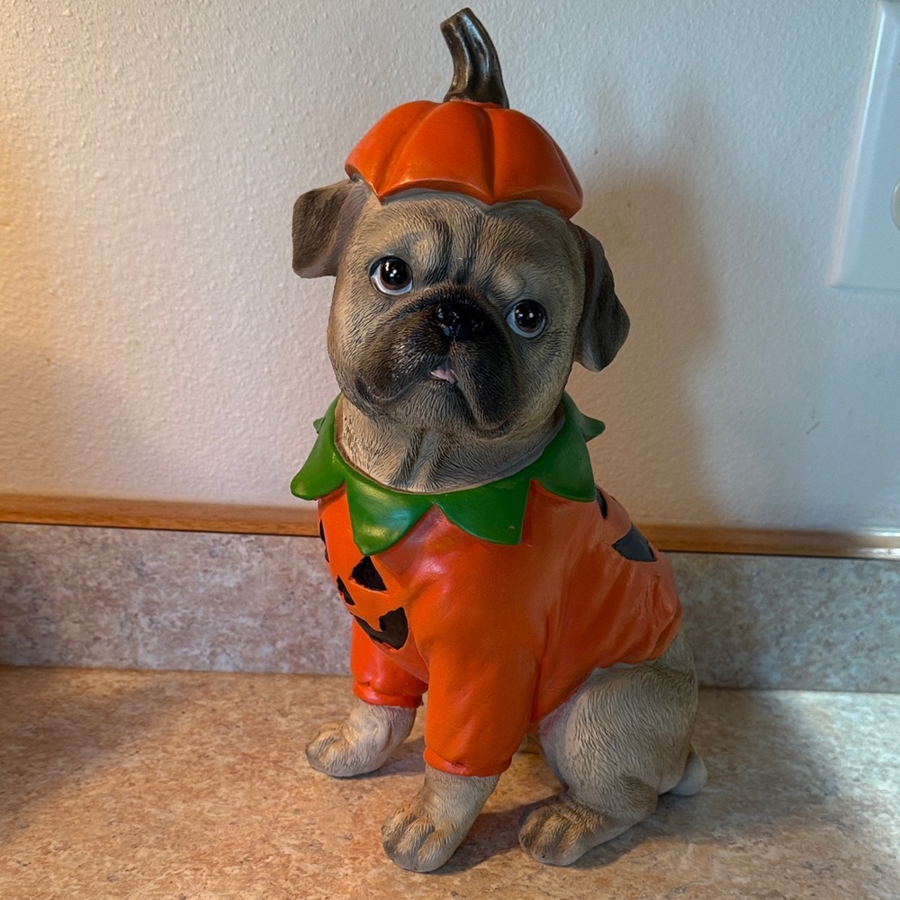 Halloween Pumpkin Pug Figurine